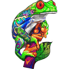 Jigsaw Puzzle Wooden Puzzle with 300 Colourful Animal Pieces for Adults and Children (Frog)