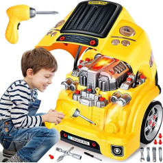 Children's Car Screws with Drill, Large Tractor for Screwing Toy Set with Light and Sound, Motor Block Repair Functions, Educational Toy Gifts Boys Birthday 3-8 Years