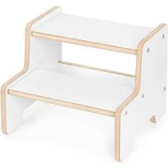 Step Stool for Children - Montessori - Step Stool Children - Wooden Stool - Toilet Stool - Stool Children - Bathroom Stool - Wooden Step Stool - Stool up to 50 kg - 2 Steps - White