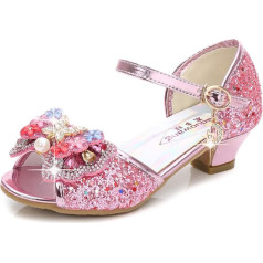 YOSICIL Princess Shoes Girls' Elsa Shoes with Heels Glitter Shoes Children's Crystal Pumps Girls Costume Accessories Shoes Purple Blue Pink Golden Silver Size 26-38
