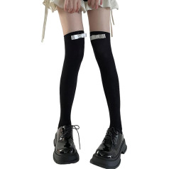 Long Solid Color Stocking Knee Length Casual Elegant Style Cute Socks Daily Dance Legwear for Women Girls Students