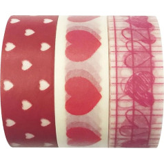 Sweet Hearts Japanese Washi Masking Tape, Set of 3