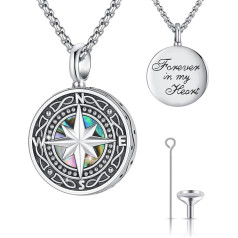 MEDWISE Celtic Cross/Arrow/Compass Urn Necklace for Ashes 925 Sterling Silver ViKing Urn Chain for Ashes Urn Pendant Memorial Cremation Memorial Jewellery Amulet Jewellery for Men