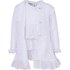 Christening Dress Girls Baby Knitted Dress Christening Dress with Coat and Hat Christening Set White, White