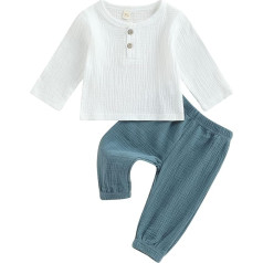 Baby Boys Muslin Clothing Set Toddler Autumn Two Piece Outfit Soft Clothing Sets for Children Long Sleeve Shirt + Trousers