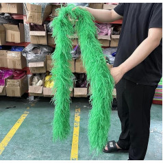 2 3 4 6 10-lagige mehrfarbige Straußenfederboa, 2 Meter, Straußenfederschal für Party, Damenkleid, Kleidung, DIY-Dekoration, Schal, grün, 3-lagig