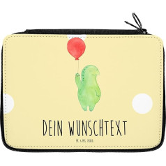 Mr. & Mrs. Panda Personalised Pencil Case Tortoise Balloon - Personalised Gifts, Pen Roll with Name, Motivational Saying, Fair, Yellow Personalized, Hand Drawn