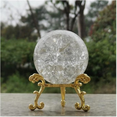 5/6 cm Glass Ice Crack Ball Quartz Marbles Magic Sphere Fengshui Ornaments Rocky Water Fountain Bonsai Ball Home Decor (Color : Only Ball, Size : 50mm) Full Texture (Color : Ball with Base 3, Size :