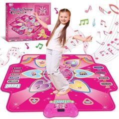 JoltJive Dance Mat, Luminous Dance Mat Gift for Girls, Age 3 4 5 6 7 8 9 10 11 12+ Years, Dance Mat with LED Lights, 4 Play Modes, 5 Difficulty Levels, Birthday Christmas Toy