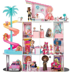 L.O.L. Surprise! OMG Fashion House Playset with Over 85 Surprises - Real Wooden Dollhouse with Pool, Spiral Slide, Roof Terrace, Cinema, Changeable Furniture and More - for Children from 4 Years