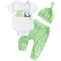 Geagodelia Baby Boys Clothing Outfit Baby Clothing Set Short Sleeve Bodysuit Romper + Trousers + Hat Newborn Soft Baby Set Summer Golf Two Piece