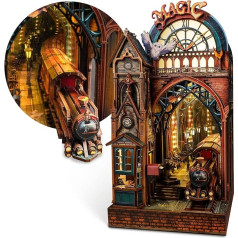 LED 3D Puzzle Magic Station Book Nook Kit - Interactive 3D Wooden Puzzle LED Magic Miniature with Infinite Expansion Space - DIY Bookshelf Insert Decor Gifts