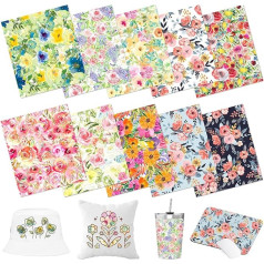 HTVSTD 10 Stück Sublimations-Transferblätter mit Blumenmuster, 30,5 x 25,4 cm