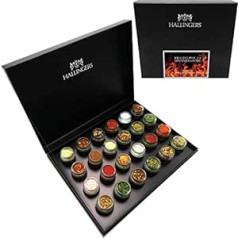 Hallingers Gewürz Geschenkset handmade, 24 BBQ-Gewürze aus aller Welt (445g) - BBQ Deluxe 24 Männersache (Set) - zu Weihnachten, Neues Zuhause, Glückwünsche - jetzt zu Weihnachten 2023 schenken