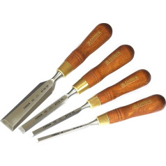 Narex Premium Meißel-Set mit abgeschrägten Kanten und gebeizten Hainbuchenholzgriffen, 4-teiliges Set