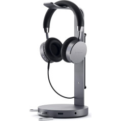 SATECHI Aluminum USB Headphone Stand with 3 USB 3.0 Ports and 3.5mm AUX Port - Universal Fit - Compatible, Bose, Sony, Beats, JBL, Panasonic, AKG (V2, Space Grey)