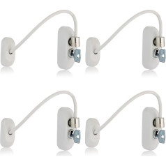 XFORT® Pack of 4 White Lockable Window Locks with Key 20cm Cable Limited Window to 100mm Opening Heavy Duty Window Lock for Injury Burglary Child Safety