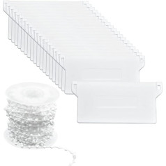 Fangehong Pack of 20 Slat Weights Vertical Blinds & 10 Metres White Chain Roller Chain, 127 mm Slat Curtains Weight Plates Replacement Part Set for Curtain Door Window Accessories