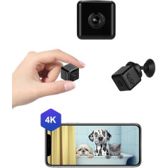 Wiwacam MW1 Mini Camera 4K HD WiFi Live Transmission Mobile Phone App, Mini Indoor Surveillance Camera, WiFi Surveillance IP Camera, Baby Monitor, Pet Camera, with Motion Sensor, Night Vision,