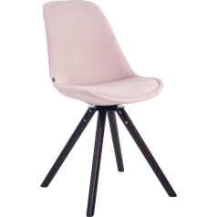CLP Esszimmerstuhl Troyes Samt Rund Mit Hochwertigem Sitzpolster I Lehnstuhl Mit Stabilem Holzgestell I Drehbar I Sitzhöhe 48 cm, Farbe:pink, Gestell Farbe:walnuss