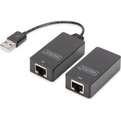 Pagarinātājs/ekstenders usb 1.1 pa vītā pāra kat.5e/6 utp/sfp līdz 45m, melns, 20cm