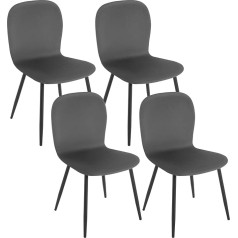 Klihome K0003EZS-4 Dining Room Chairs Set of 4 Kitchen Chairs Dining Chairs Comfortable Upholstered Chair Kitchen Stool Bowl Chair with Velvet Metal Legs, Dark Grey