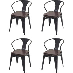 Mendler Chesterfield HWC-H10d Set of 4 Dining Room Chairs Kitchen Chairs Metal Faux Leather Industrial Gastro Black / Brown