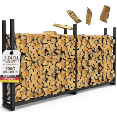 Firewood Malkas statīvs ārā, cinkots, bez jumta, 223 x 25 x 115, ar pārsegu, 800 kg, malkas statīvs, kraušanas palīgs, metāla malkas glabātuve, malkas pajumte dārzam (kvadrātveida).