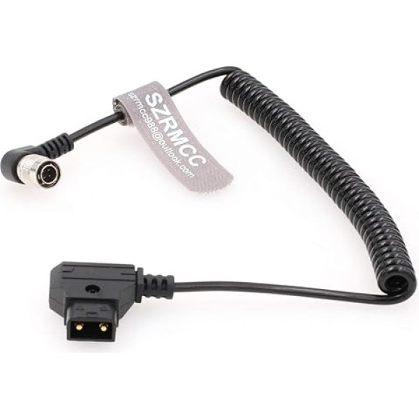 SZRMCC Hirose 4 Pin Male Right Angle to D-Tap Anton-Bauer Video Coiled Power Cable for Zoom F4 F8 Sound Devices 688 644 633 PIX 240 Recorder