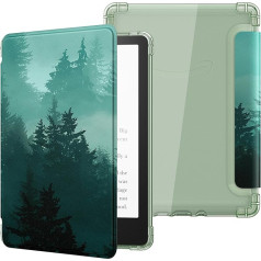 MoKo Case for 6.8 Inch Kindle Paperwhite (11th Generation 2021 Model), Ultra Clear, Soft, Flexible, Transparent TPU Back, Lightweight Protective Case with Auto Sleep/Wake, Green Forest