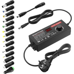 SHNITPWR Universal Power Supply 9V~36V 4A 144W DC 9V 12V 14V 19V 24V 30V 36V Adjustable AC DC Adapter 5.5x2.5mm with 14 Tips for CCTV Camera Speaker