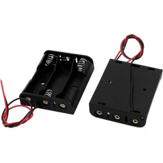 sourcing map 2 x black plastic shell, 2-wire, 3 x 1.5 V AA battery holder, cases, boxes