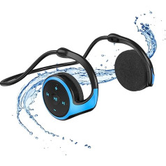 Mokeum Wireless Bluetooth Headphones, Bluetooth 5.0 Neckband Around Head Lightweight Foldable Wireless Sweatproof for Gym Yoga Travel (Blue)