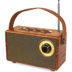 Outdoor Portable Bluetooth Speaker Speaker with FM Retro Radio, Mini Small Portable Kitchen Nostalgia Bluetooth Radio with Rechargeable Battery, Transistor Radio Supports USB/TF/Aux Function