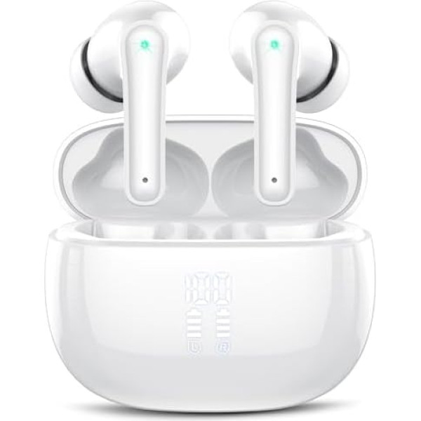 Bluetooth Headphones, In-Ear Headphones Bluetooth 5.3 with 4 HD Microphones, 48 Hours Playtime Wireless Headphones, Deep Bass, ENC Noise Cancelling Earbuds IP7 Waterproof Earphones LED Display USB-C