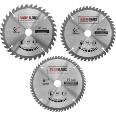 3x Saxton TCT Circular Wood Saw Blades 160mm x 20mm for Festool TS55 Bosch Makita Pack C