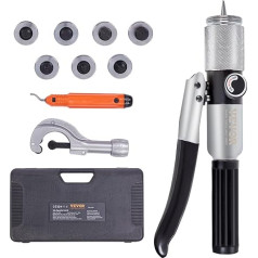 VEVOR Hydraulic Pipe Expander HVAC Pipe Expander Kit with 7 x Dies 0.95/1.27/1.59/1.90/2.22/2.54/2.86 cm and 1x Pipe Cutter Ideal for Expanding Aluminium Brass Copper Steel