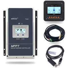 EPEVER 100 Amp MPPT Solar Charge Controller 150V PV Input Negative Ground Work with 12/24/36/48V Battery System Tracer 10415AN Series with MT50 Remote Meter