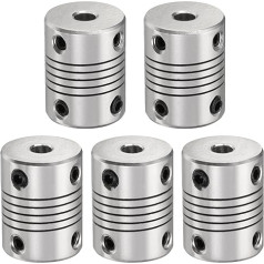 sourcing map Wellenkupplung aus Aluminiumlegierung, 5 mm bis 5 mm, flexible Kupplung, Motorverbinder, Schrittmotor-Kupplung für CNC-Maschine und 3D-Drucker (L25 x D19), 5 Stück