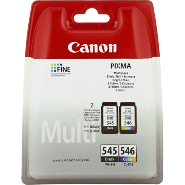 Canon 8287B005 - PG-545/CL-546 Multipack - 2 Pack - Black, Colour (Cyan, Magenta, Yellow) - Original - Ink Cartridge - for PIXMA iP2850, MG2450, MG2550, MG2950 (1)