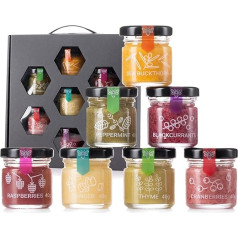 QHoney Honey Gift Set - 7 x 40 g Honey Mini in Tasting Set | Natural Honey Set with 7 Flavours | Gift for Christmas, Birthdays | No Sugar, Natural Ingredients