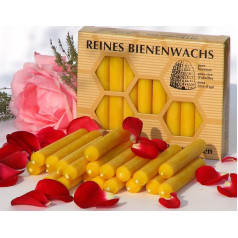 Figura Santa® BAUMKERZEN 40x Premium Kerzen aus 100% reinem BIENENWACHS - Bienenwachskerzen Geburtstagskerzen Christbaumkerzen H10 Ø1,25 cm ca. 2.5 h Brenndauer/Kerze