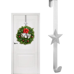 Lizzbeoal Christmas Wreath Hanger, Metal Wreath Hooks, Over Door Hangers, Star Wreath Holder, Decor Hooks for Christmas Home Office Decoration, 15 Inch