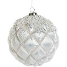 EUROCINSA Ref.27202 Pineapple Ball Pendant Glass White Matt with Stones and Sequins 15 cm Diameter cm Pack of 2 15 cm