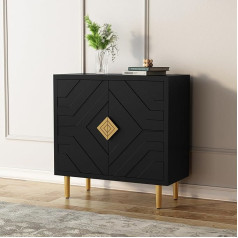 Holtico Chest of Drawers Sideboard with 2 Doors, Kitchen Cabinet, Storage Cabinet for Living Room, Kitchen, Bedroom, Black
