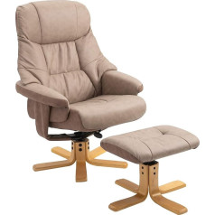 Homcom Recliner Chair with Stool, Rotating TV Chair, TV Chair with Reclining Function, Upholstered Chair for Living Room, Bedroom, Microfibre Brown, 78 x 82.5 x 109 cm