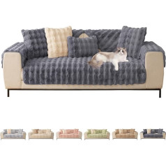 ‎Showylive ShowyLive Sofa Cover Sofa Cover 3/2/1/4-Seater Corner Sofa L Shape Sofa Throw Super Soft Thick Fluffy Couch Cover Sofa Protector Non-Slip Dog Cat (Dark Grey, 90 x 240 cm)