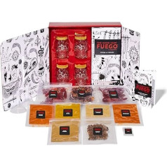 Thoughtfully Gourmet - The Original DIY Hot Sauce Kit - Gift Set with Hot Sauces and 4 Skull Glasses, 2 Funnels, Spices, Gloves and Recipe Book