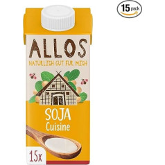 Allos Organic Soy Cuisine Vegetable Based Cream Vegan Without Milk Lactose Free 200 ml (Pack of 15)