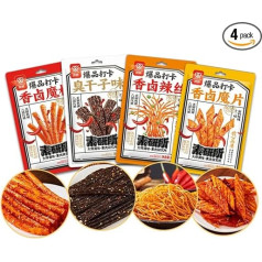Spicy Seasoned 4 Packs Big Latiao Spicy Chinese Snacks, Hot & Spicy Stick Gluten Strips, Hot Wheat Snack, Classic Hot Strips for Office, Casual Snack (62 g x 4 Pieces)